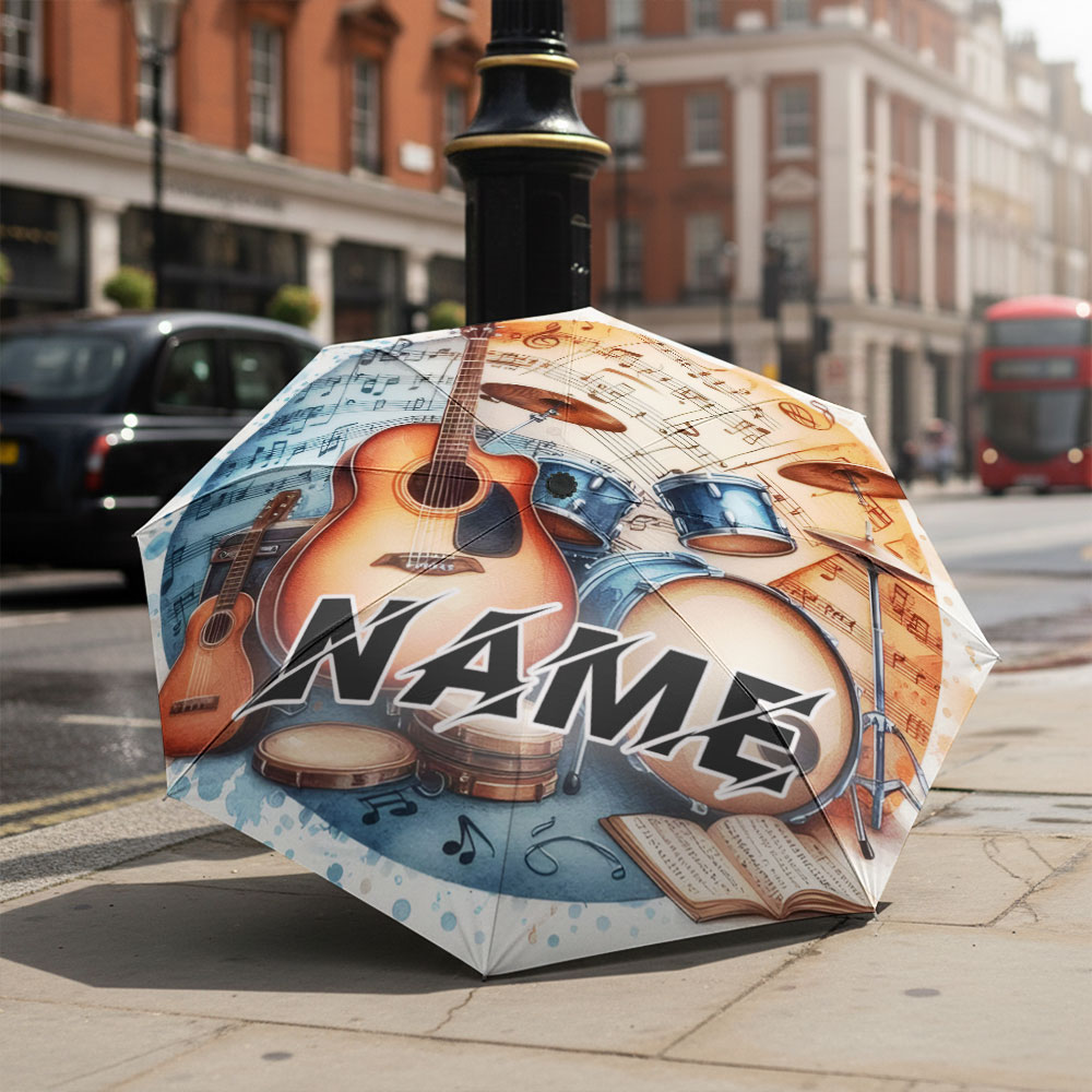 Musical Instrument Name - Custom Name umbrella,Musical Instruments with Sheet