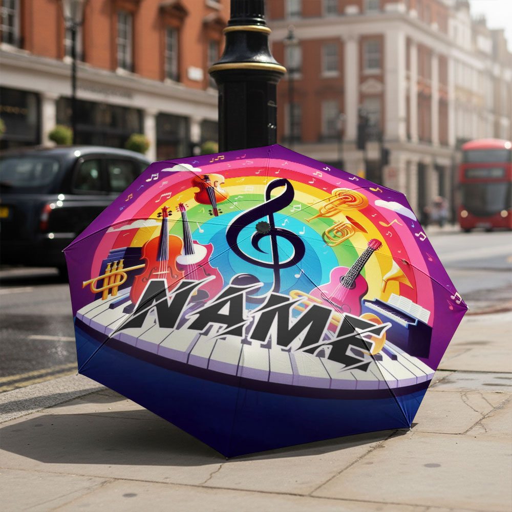Musical Instrument Name - Custom Name umbrella, Music Theme Umbrella