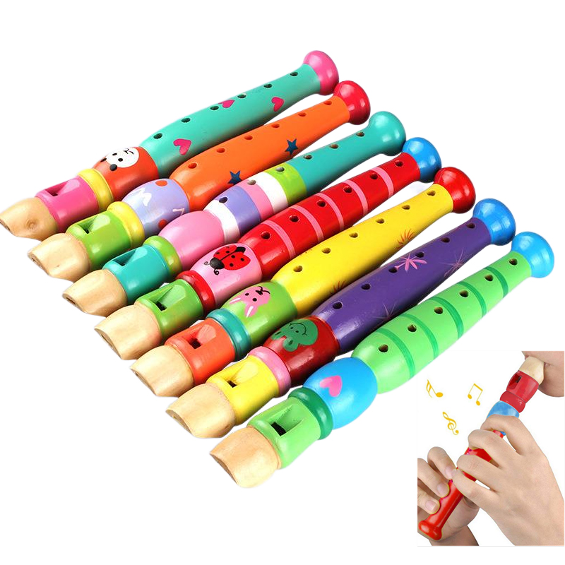 Musical Instrument For Toddlers - 2pcs Wooden Flute 20cm Colorful Children