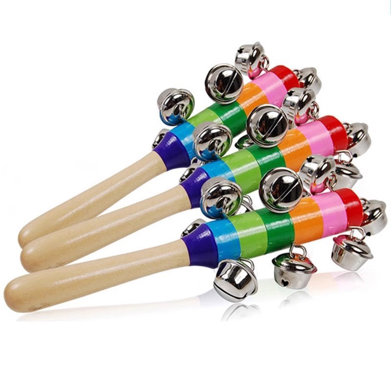 5PCS Wooden Jingle Hand Bells  - Musical Instrument For Toddlers review and price
