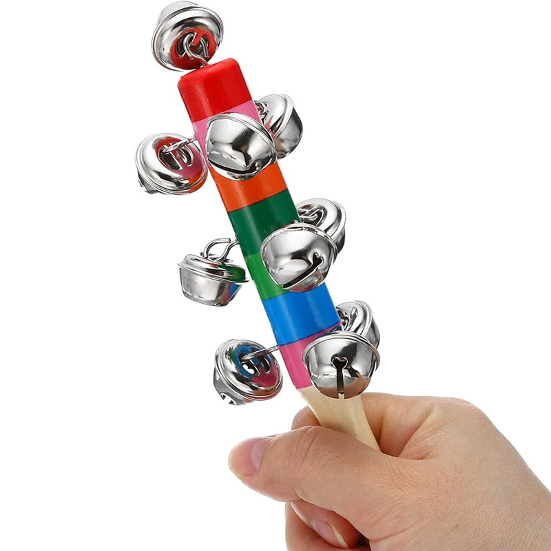 5PCS Wooden Jingle Hand Bells  - Musical Instrument For Toddlers review and price