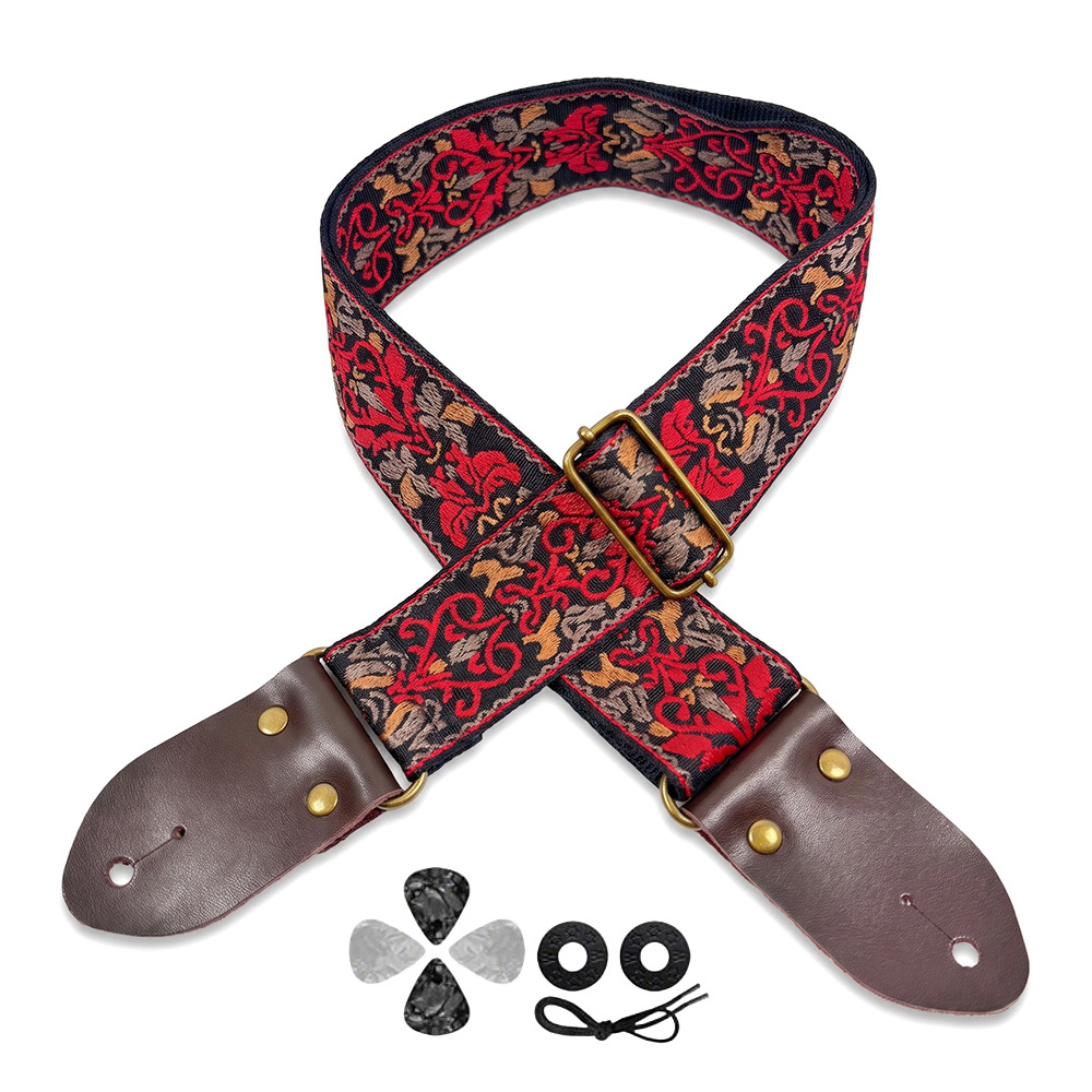 Embroidered Print Guitar Strap - Musical Instrument Organ review and price